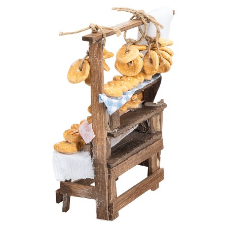 Banco con pane cm 8,5x4,3x12,8 h per presepe Mondo Presepi