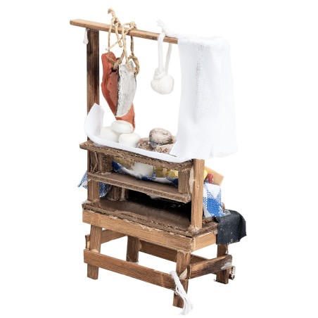 Banco con embutidos, jamones y quesos cm 9x5x17 h para belén