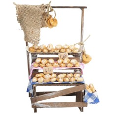 Banchetto colmo di pane cm 9,4x5,6x18,5 h per presepe Mondo