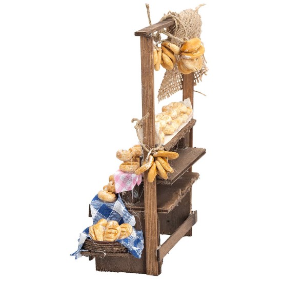 Banchetto colmo di pane cm 9,4x5,6x18,5 h per presepe Mondo