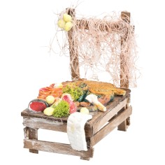 Banco del vendedor de pescado cm 9x7x12 h para belén Mundo Pesebres 2