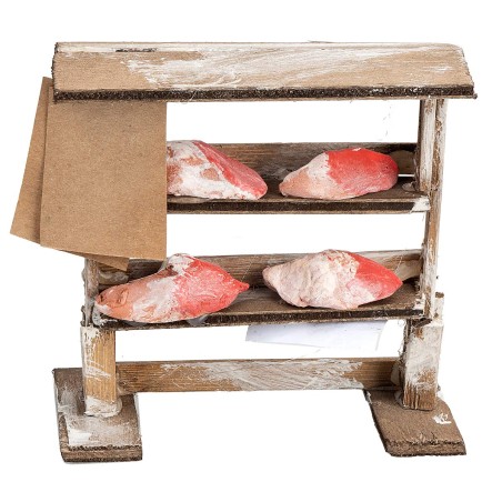 Wooden shelf with meat cm 10.3x5.7x10.2 h for nativity scene