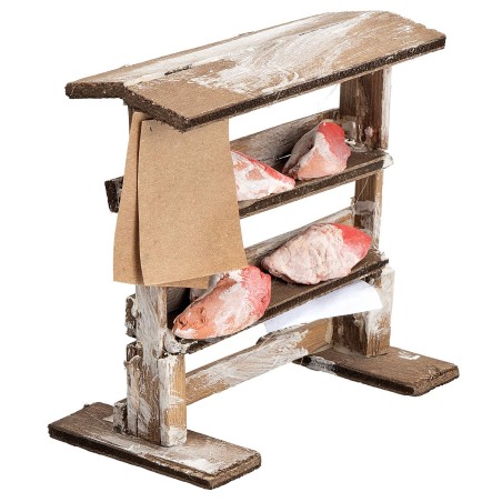 Scaffale in legno con carne cm 10,3x5,7x10,2 h per presepe