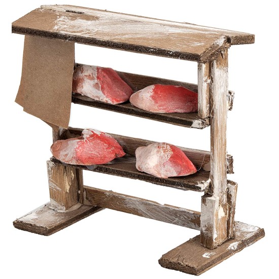 Scaffale in legno con carne cm 10,3x5,7x10,2 h per presepe