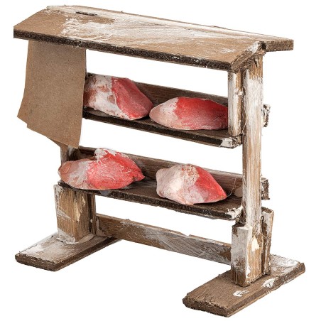 Scaffale in legno con carne cm 10,3x5,7x10,2 h per presepe