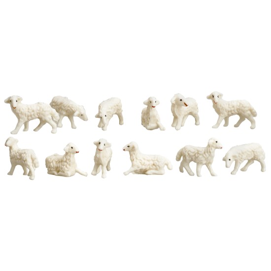 Set 12 ovejas en pvc serie Euromarchi para estatuas de 4 cm