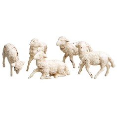 Set 5 ovejas en pvc serie Euromarchi para estatuas de 10 cm