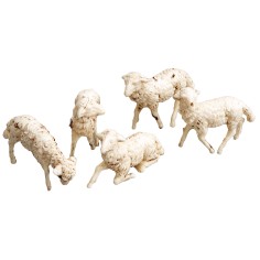 Set of 5 PVC sheep for 10 cm statues for Mondo Nativity scene 2
