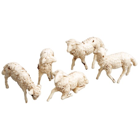 Set of 5 PVC sheep for 10 cm statues for Mondo Nativity scene