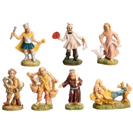 Set 7 estatuillas cm 4 Euromarchi para belén Mundo Pesebres