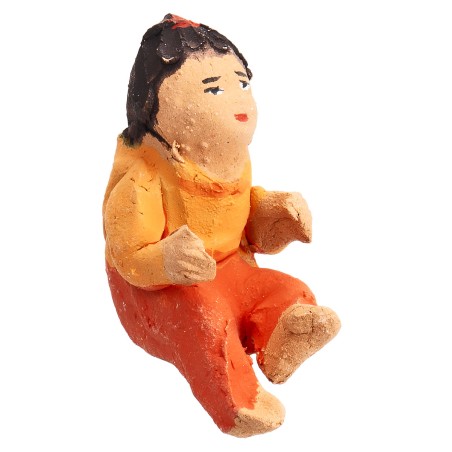Seated girl in terracotta 3.6 cm for nativity scene Mondo Presepi