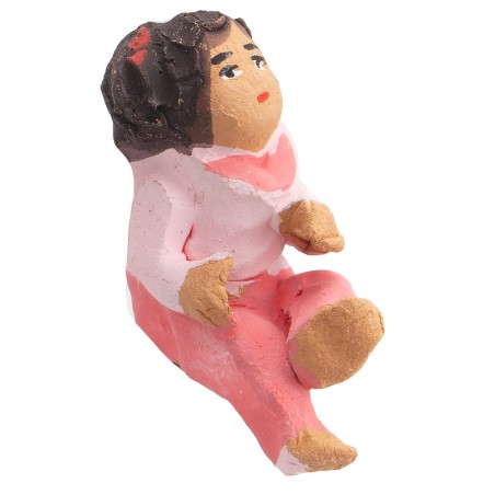 Seated girl in terracotta with pink coloring 3.6 cm per