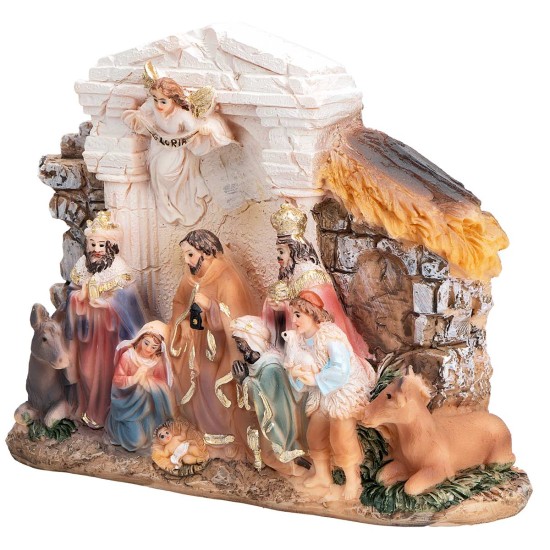 Natividad en resina en bloque 15x4x12 para belén Mundo Pesebres