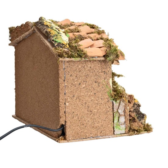 Hut with nativity moving 12 cm light