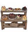 Scaffale in legno con torte e dolci cm 8,8x4x8h per presepe