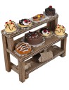 Wooden shelf with cakes and sweets cm 8.8x4x8h for nativity scene