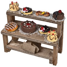 Estante de madera con pasteles y dulces cm 8,8x4x8h para belén 2