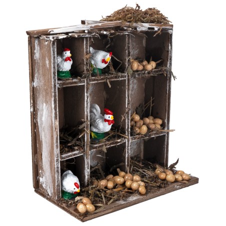 Wooden chicken coop cm 12x7x13 h for nativity scene Mondo Presepi
