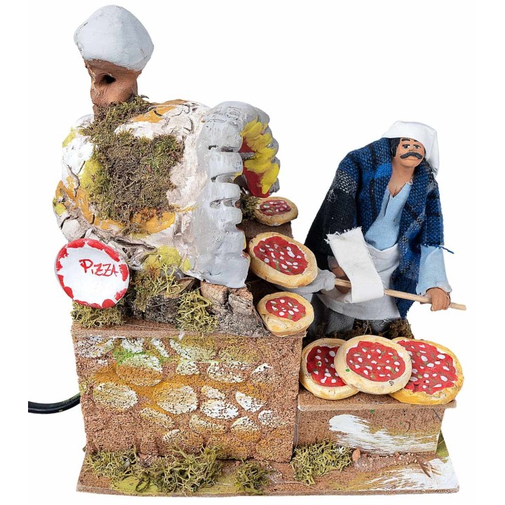 Pizza maker with oven 14 cm in motion with working light