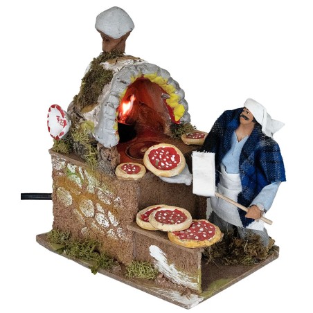 Pizza maker with oven 14 cm in motion with working light