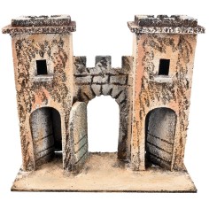 Fortified Neapolitan arch with towers cm 16.7x7.5x15 h for