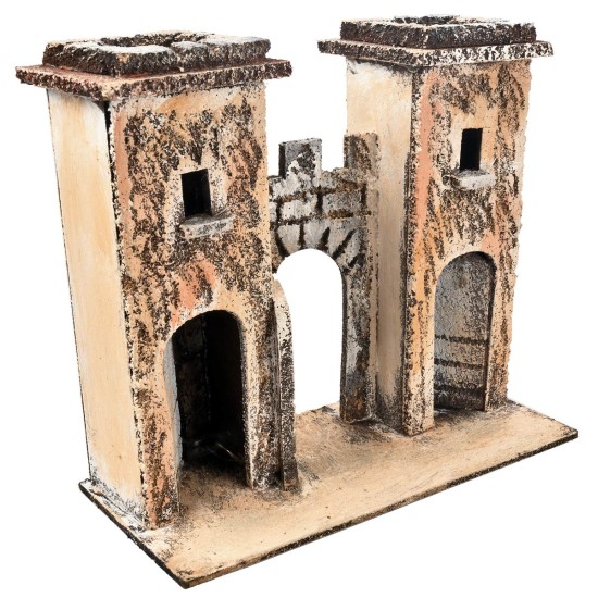 Fortified Neapolitan arch with towers cm 16.7x7.5x15 h for
