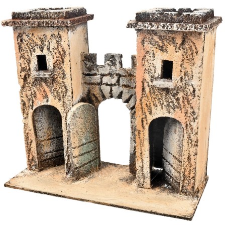 Fortified Neapolitan arch with towers cm 16.7x7.5x15 h for