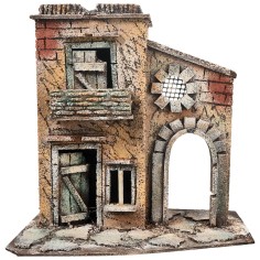 Neapolitan house with balcony and side arch cm 25.3x16x26 h