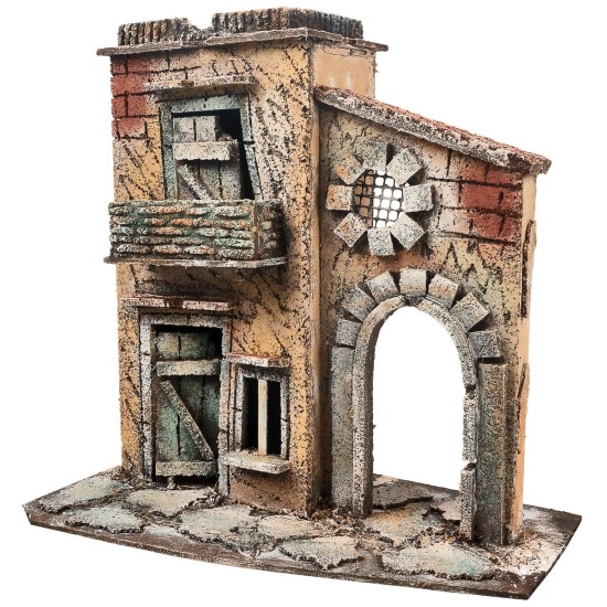 Neapolitan house with balcony and side arch cm 25.3x16x26 h