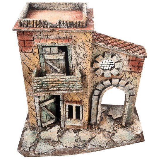 Neapolitan house with balcony and side arch cm 25.3x16x26 h