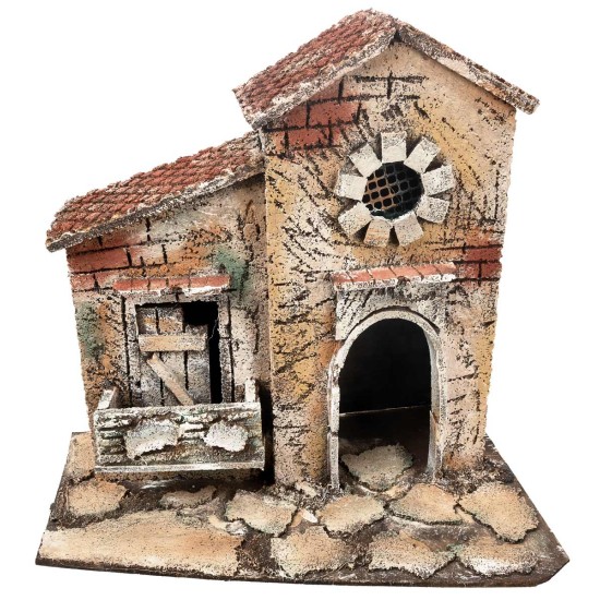 Neapolitan house with circular window cm 26x16.2x24.5 h