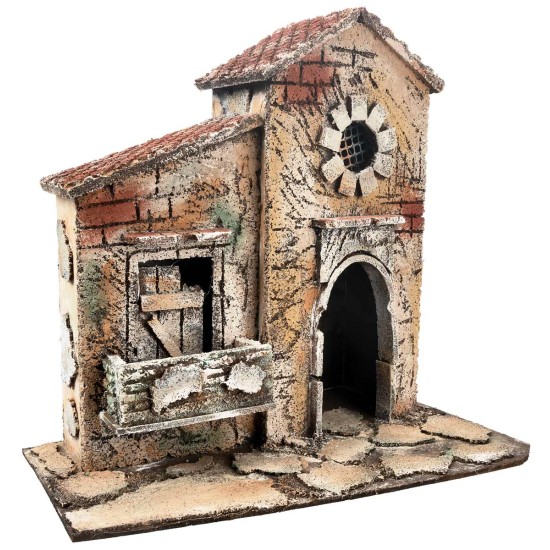 Neapolitan house with circular window cm 26x16.2x24.5 h for