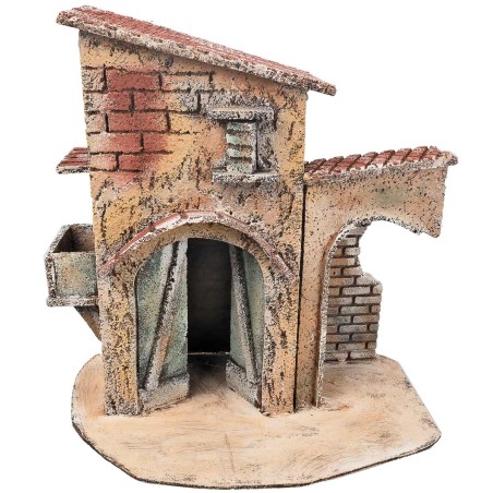 Casa napoletana con portico cm 25,5x16,2x26,5 h per presepe
