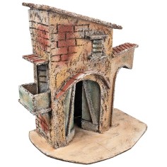 Casa napoletana con portico cm 25,5x16,2x26,5 h per presepe 2