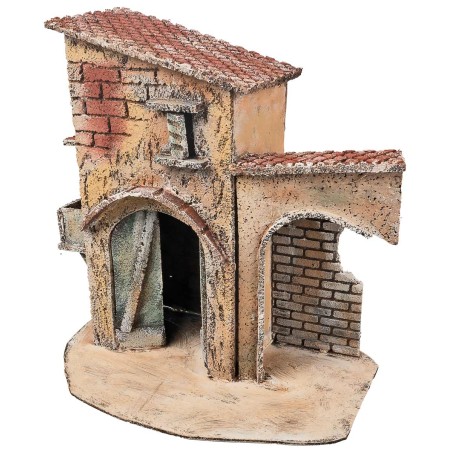 Neapolitan house with porch cm 25.5x16.2x26.5 h for nativity scene