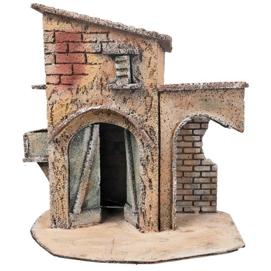 Neapolitan house with porch cm 25.5x16.2x26.5 h for nativity scene