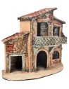Two-story Neapolitan house with grate cm 28x13x23 h for nativity scene