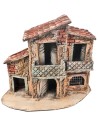 Casa napoletana a due piani con grata cm 28x13x23 h per presepe