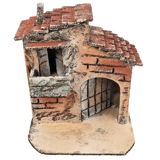 Casetta napoletana a due piani con comignolo cm 13x9,4x14,5 h