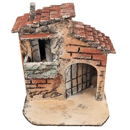 Casetta napoletana a due piani con comignolo cm 13x9,4x14,5 h