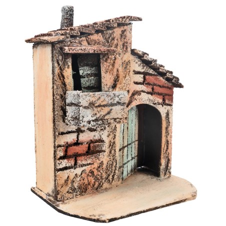 Neapolitan two-story house with chimney cm 13x9.4x14.5 h