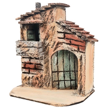 Casetta napoletana a due piani con comignolo cm 13x9,4x14,5 h