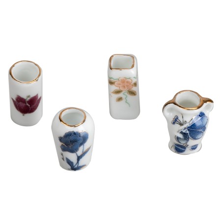 Set of 4 ceramic vases h 2.4 cm for nativity scene Mondo Presepi
