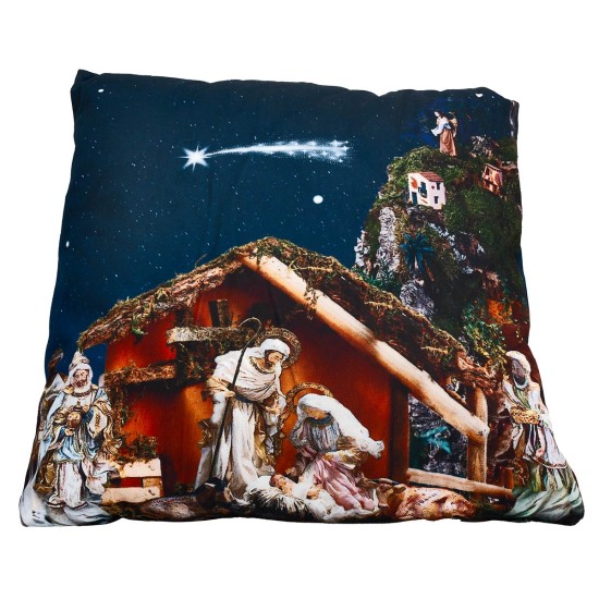 Cojín Navideño con pesebre y luz funcional para pesebre