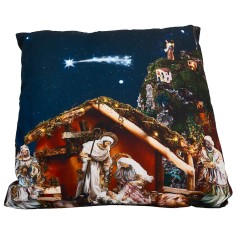 Cojín Navideño con pesebre y luz funcional para pesebre