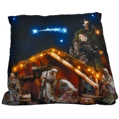 Christmas Cushion with nativity scene and working light 2