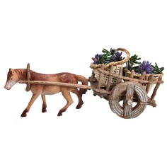 Caballo con carro y cestas de lavanda para belén Mondo Presepi 2