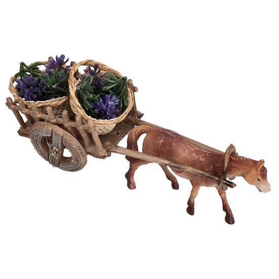 Cavallo con carro e cesti di lavanda per presepe Mondo Presepi