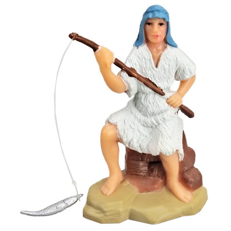 Pescatore cm 8 con canna per presepe Mondo Presepi
