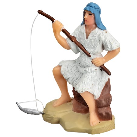Fisherman 8 cm with rod for nativity scene Mondo Presepi
